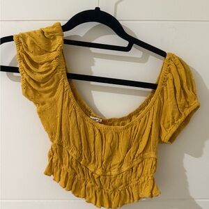 Mustard boho cropped blouse